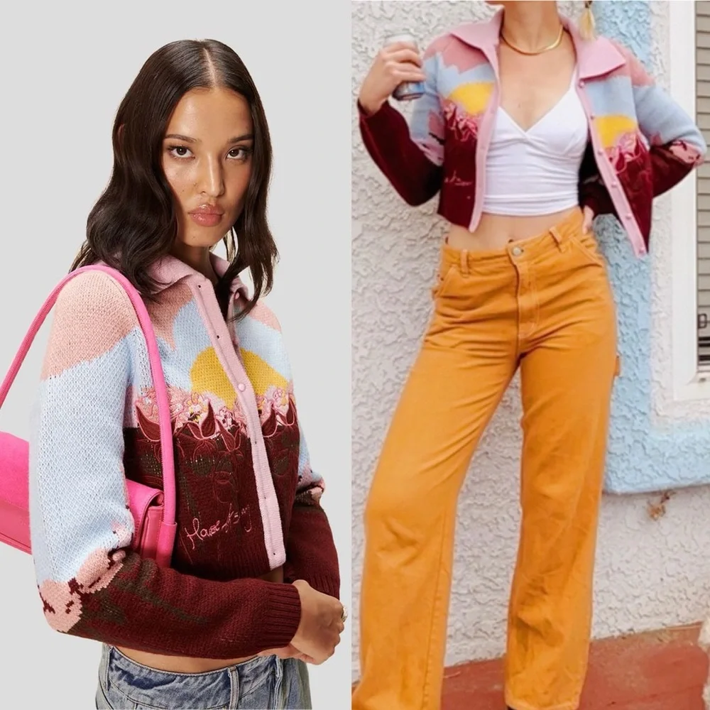 House of Sunny Garden of Eden Tripper Intarsia Cardigan XS US 2 NWT - Picture 11 of 16